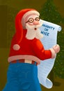 Santa Claus reading the Naughty and Nice list - funny illustration