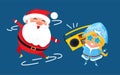 Modern Santa Claus and Snow Maiden Music Recorder Royalty Free Stock Photo