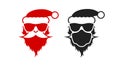 Modern Santa Claus in sunglasses and a medical mask flat style vector illustration Royalty Free Stock Photo