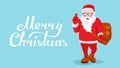 Modern Santa Claus vector illustration cool funny style character come with gift bag and thumb up. Happy New Year greeting card