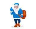 Modern Santa Claus vector illustration cool funny style character come with gift bag and thumb up. Happy New Year