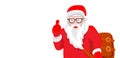 Modern Santa Claus vector illustration cool funny style character come with gift bag and thumb up. Happy New Year greeting card