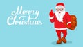 Modern Santa Claus vector illustration cool funny style character come with gift bag and thumb up. Happy New Year greeting card