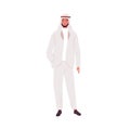 Modern saudi businessman in fashionable suit and shemagh. Arab man wearing trendy outfit. Portrait of male character in
