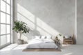 Modern Scandinavian interior design bedroom with comfortable king size bed Royalty Free Stock Photo