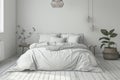 Modern Scandinavian interior design bedroom with comfortable king size bed Royalty Free Stock Photo