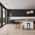 A modern Scandinavian kitchen with clean lines, wooden accents, and minimalist design2