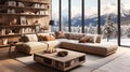 Modern Scandinavian minimalist style living room interior Royalty Free Stock Photo