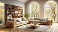 Modern Scandinavian minimalist style living room interior Royalty Free Stock Photo