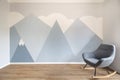 Modern scandinavian style design mural painted room