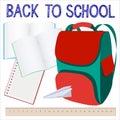 Modern school background with knapsack