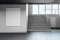 Modern school corridor with empty poster Royalty Free Stock Photo