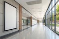 Modern school corridor interior with empty poster on wall Royalty Free Stock Photo