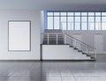 Modern school corridor interior with empty poster on wall. Mock up, 3D Rendering illustration Royalty Free Stock Photo