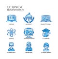 Modern school and education thin line design icons, pictograms Royalty Free Stock Photo