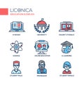 Modern school and education thin line design icons, pictograms Royalty Free Stock Photo