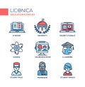 Modern school and education thin line design icons, pictograms