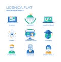 Modern school and education thin line design icons, pictograms