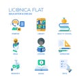 Modern school and education thin line design icons, pictograms Royalty Free Stock Photo