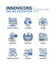 Modern school and education thin line design icons, pictograms Royalty Free Stock Photo