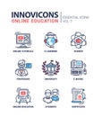 Modern school and education thin line design icons, pictograms