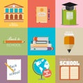 Modern school flat design flyers templates