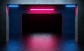 Modern Sci Fi Stage Perspective Tunnel Corridor Hallway Basement With Neon Fluorescent Light Illumination Illustration Backgrounds
