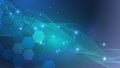 Modern science background with lines, dots and hexagons. Wave flow abstract background. Molecular structure for medical Royalty Free Stock Photo