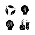 Modern sciences black glyph icons set on white space Royalty Free Stock Photo