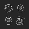 Modern sciences chalk white icons set on black background Royalty Free Stock Photo