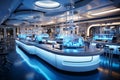 Modern scientific lab, devoid of activity, specializing in biology and applied research