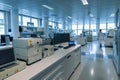 Modern scientific laboratory with advanced equipment and researchers Royalty Free Stock Photo