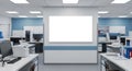 Modern Scientific Laboratory Interior with Blank Whiteboard for Mockup Royalty Free Stock Photo