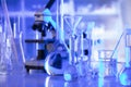 Laboratory equipment composition. Science concept. Royalty Free Stock Photo