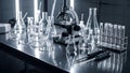 Modern Scientific Laboratory with Microscope and Glassware Royalty Free Stock Photo