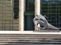 Modern sculpture of Marino Marini in front of The New Pinakothek to Munich in Germany.