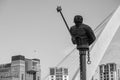 Modern sculpture, the Millennium Bridge and Baltic Centre for Co Royalty Free Stock Photo