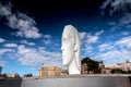 Modern sculpture titled Julia by Jaume Plensa Sune located at the Plaza de Colon in Madrid, Spain