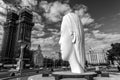 Modern sculpture titled Julia by Jaume Plensa Sune located at the Plaza de Colon in Madrid, Spain