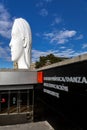 Modern sculpture titled Julia by Jaume Plensa Sune located at the Plaza de Colon in Madrid, Spain