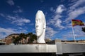 Modern sculpture titled Julia by Jaume Plensa Sune located at the Plaza de Colon in Madrid, Spain