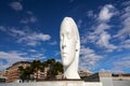 Modern sculpture titled Julia by Jaume Plensa Sune located at the Plaza de Colon in Madrid, Spain