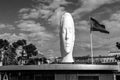 Modern sculpture titled Julia by Jaume Plensa Sune located at the Plaza de Colon in Madrid, Spain