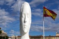 Modern sculpture titled Julia by Jaume Plensa Sune located at the Plaza de Colon in Madrid, Spain