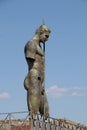 Modern sculpture warrior - Pompeii against a perfect blue sky Royalty Free Stock Photo