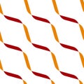 Modern seamless abstract geometric pattern with red and yellow wavy linear gradient.