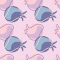 Modern seamless doodle pattern with simple pomegranate shapes. Pink, lilac and blue pastel silhouettes Royalty Free Stock Photo