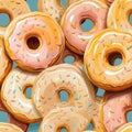 Modern Seamless Fine Detail Oil Painting of Donuts AI Generated