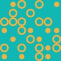 Modern Seamless Pattern with Big Yellow Cyrcles on Turquoise Background