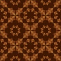 Modern seamless pattern of brown shades geometrical objects on dark brown background Royalty Free Stock Photo